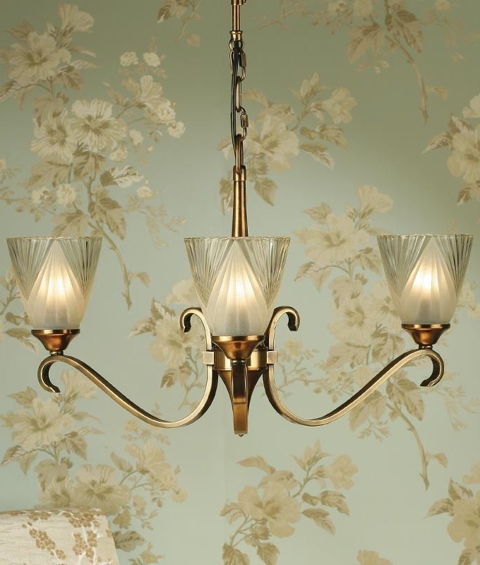 Art Deco Chandelier in Brass or Nickel Finish