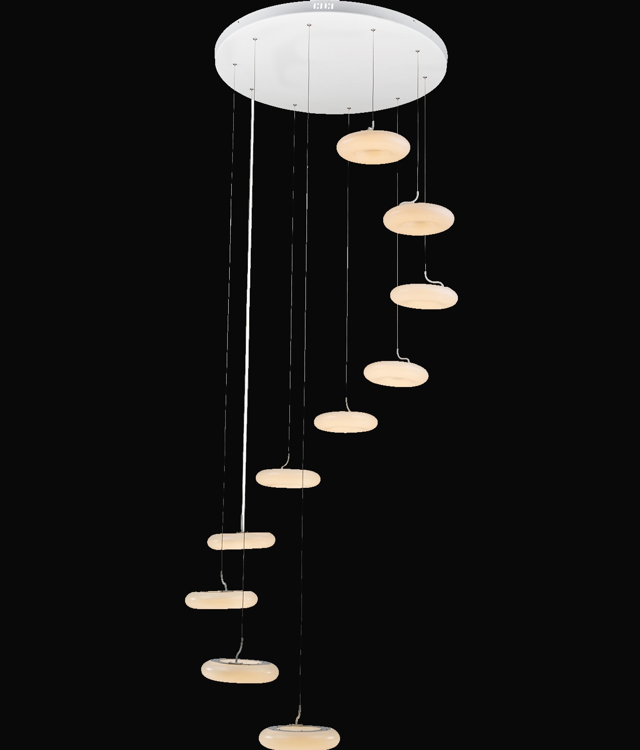 LED Swirling Multi Ring Long Drop Pendant