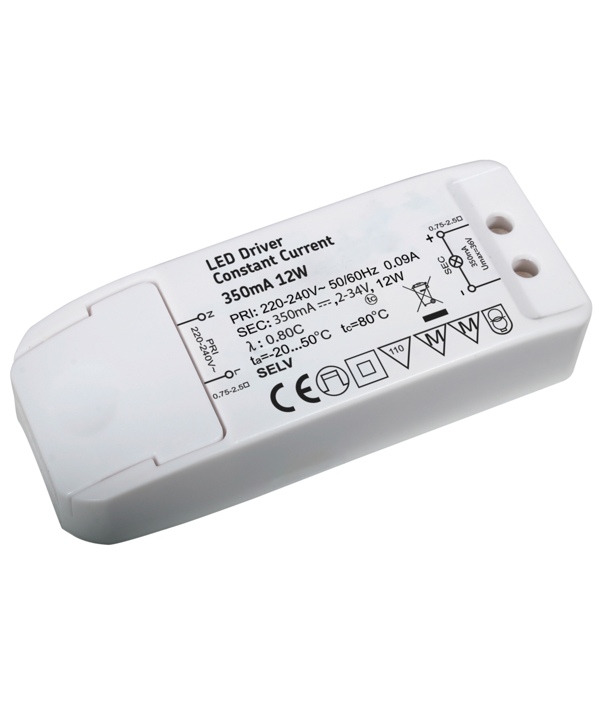 12 Watt 350mA Ultra Compact LED Driver. Suits Forward Voltages 2 Volts