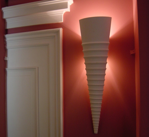 Cone Plaster Wall Light with Ribbed Effect