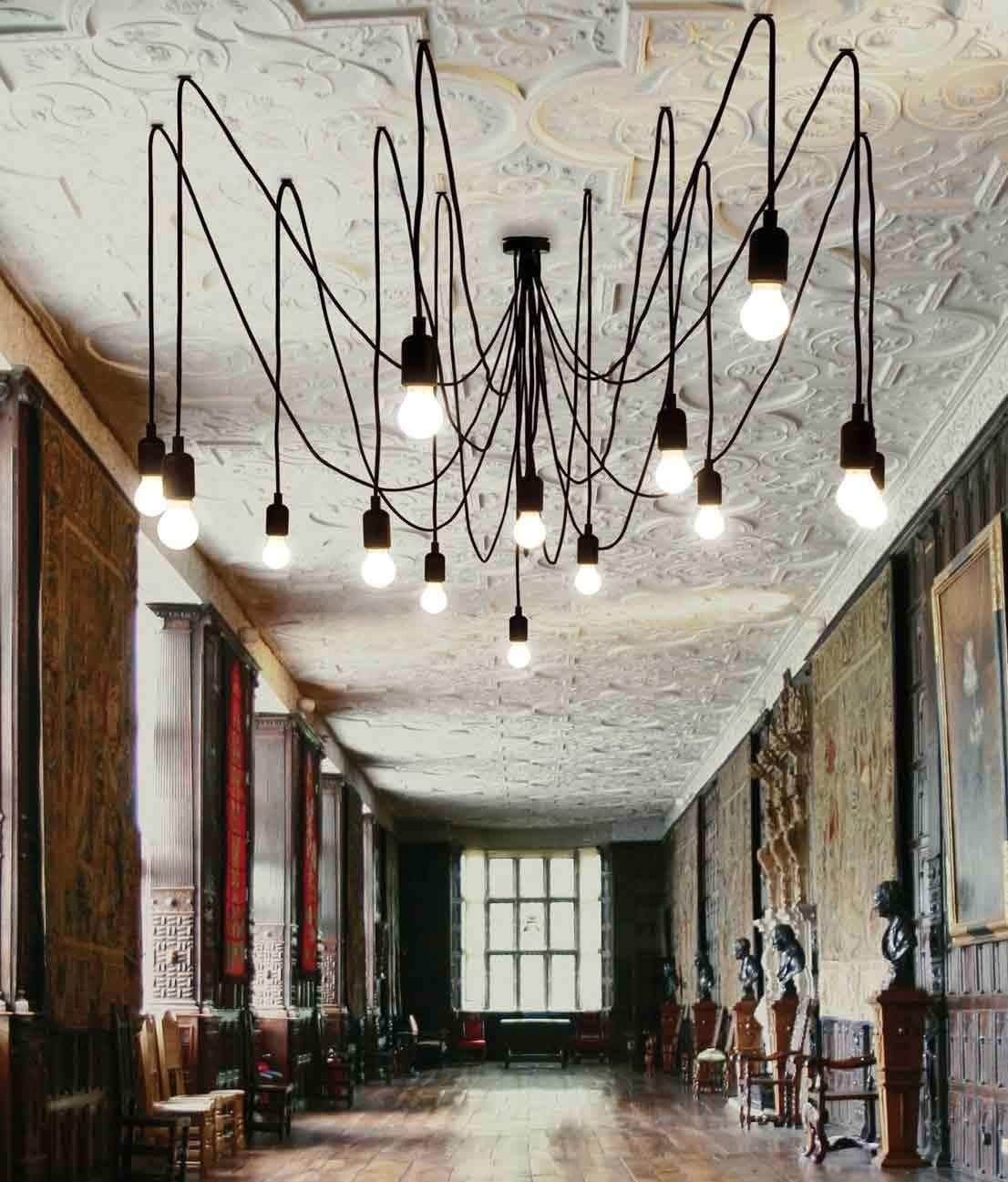 Bare Wire MultiFlex Spider Chandelier with 14 Dimmable LED Lamps