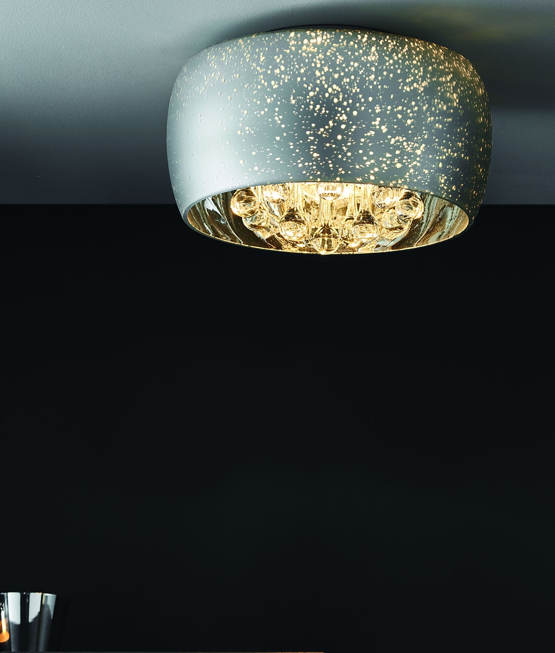 Dome Flush Ceiling Light with Inner Crystals and Highly Reflective