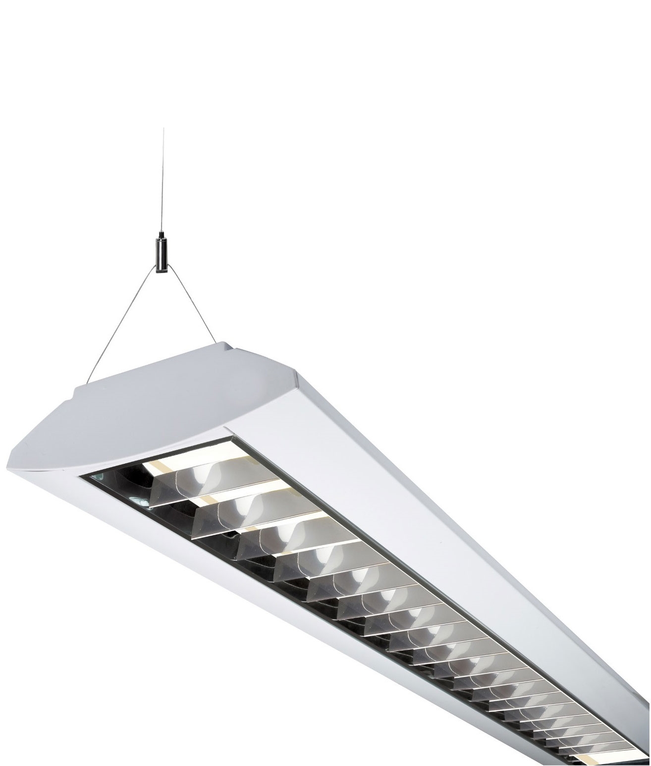 Surface Mounted Or Suspended Twin Fluorescent Fitting With Louvre