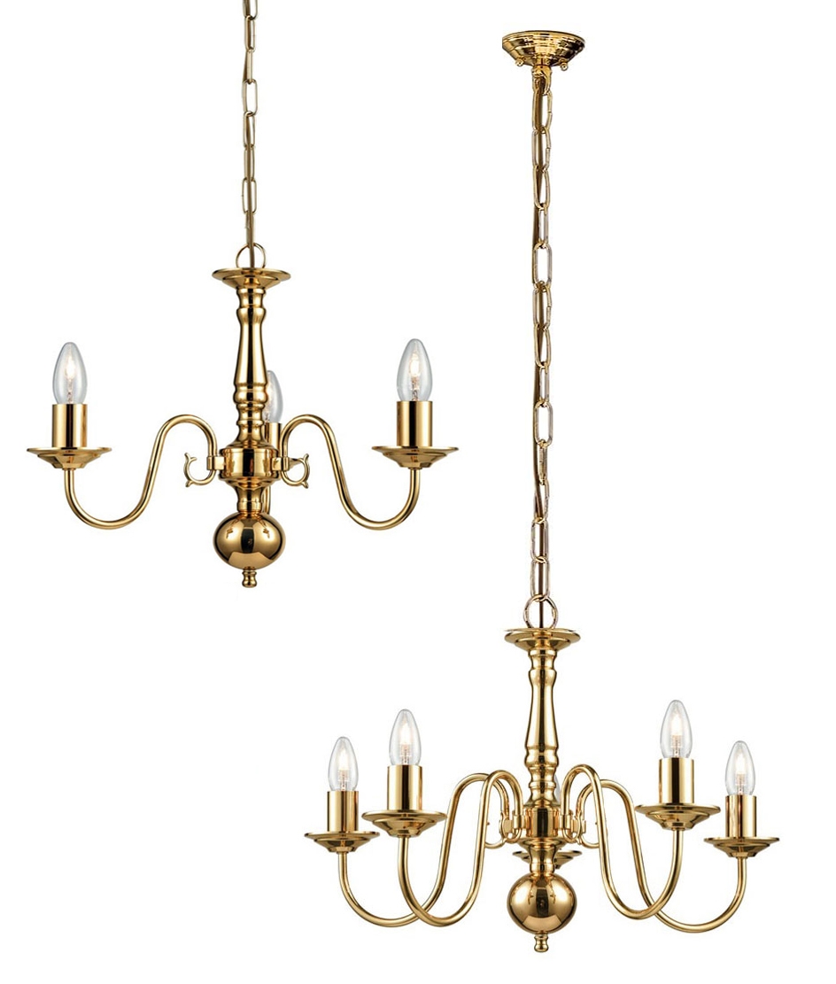 Polished Brass Flemish Chandelier - Two Size Options