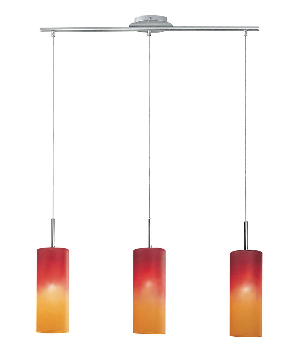 Red And Orange Glass Triple Ceiling Pendant