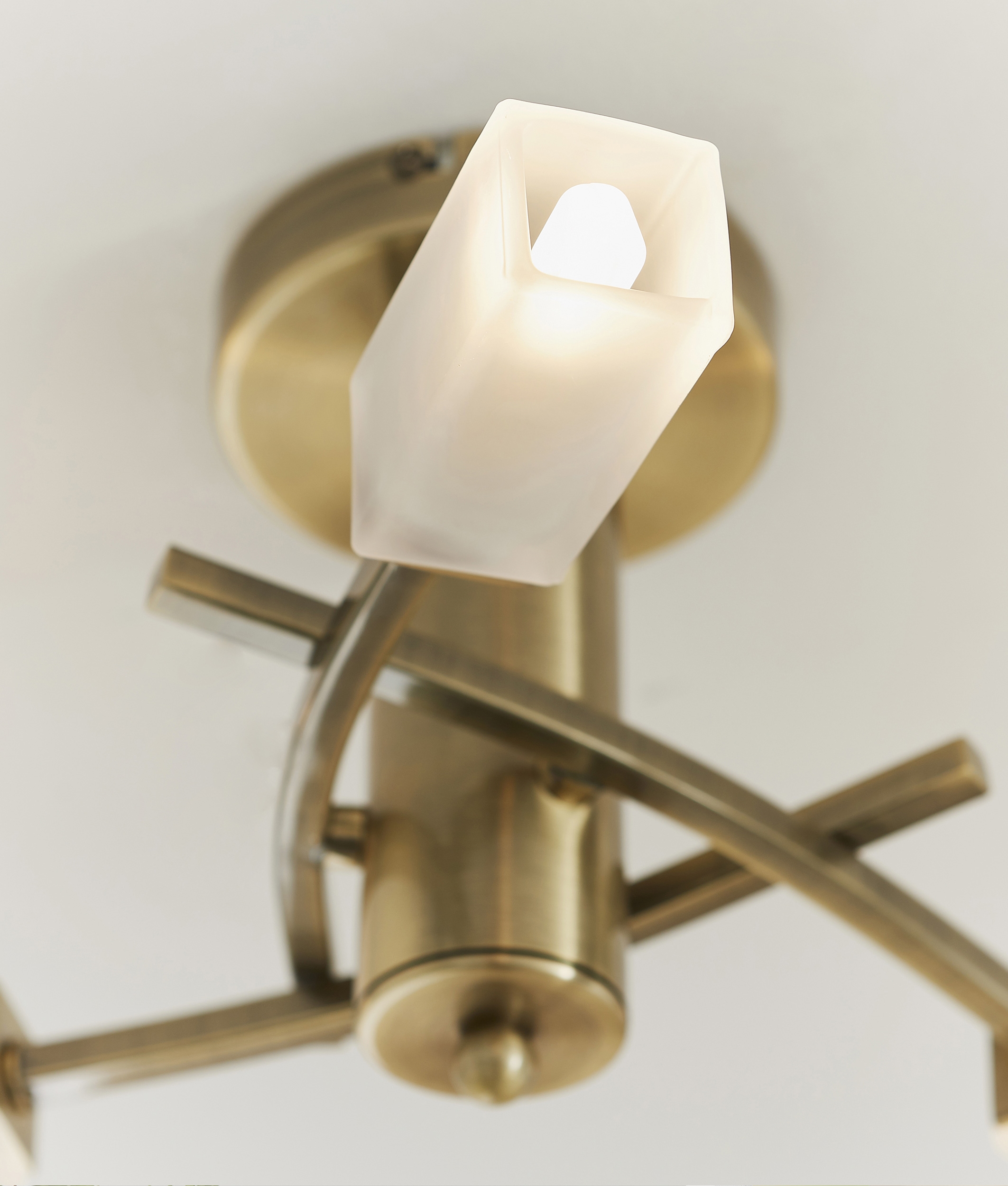 Curved Arm 3Light SemiFlush Ceiling Light Antique Brass or Chrome