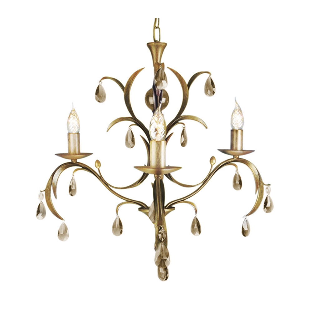 Chandelier in Bronze and Gold with Droplets