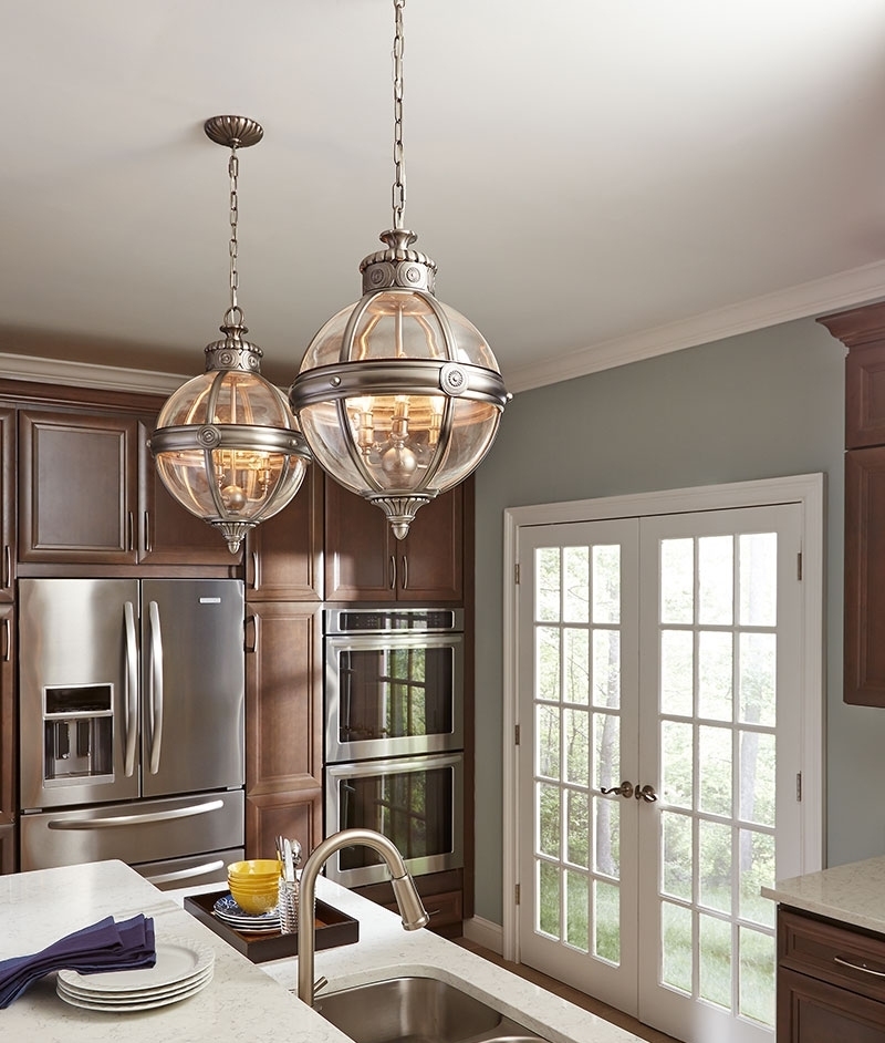 Vintage Orb Style Antique Nickel And Glass Chandelier