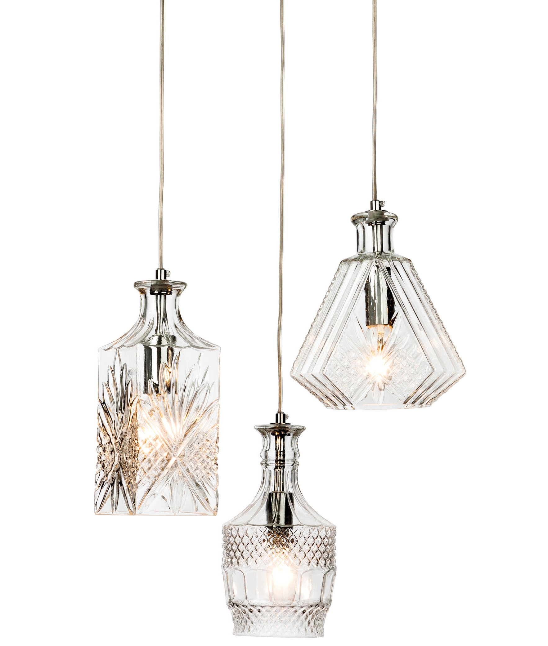 Decanter Glass 3 Light Drop Pendant