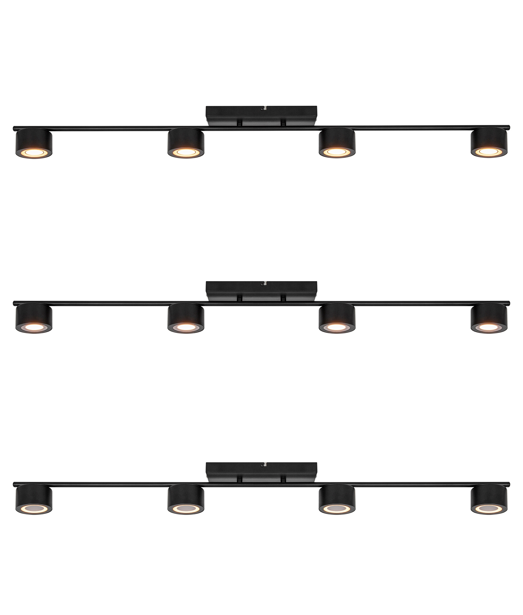 Modern Black 4 Light Flush Bar Ceiling Light Dimmable