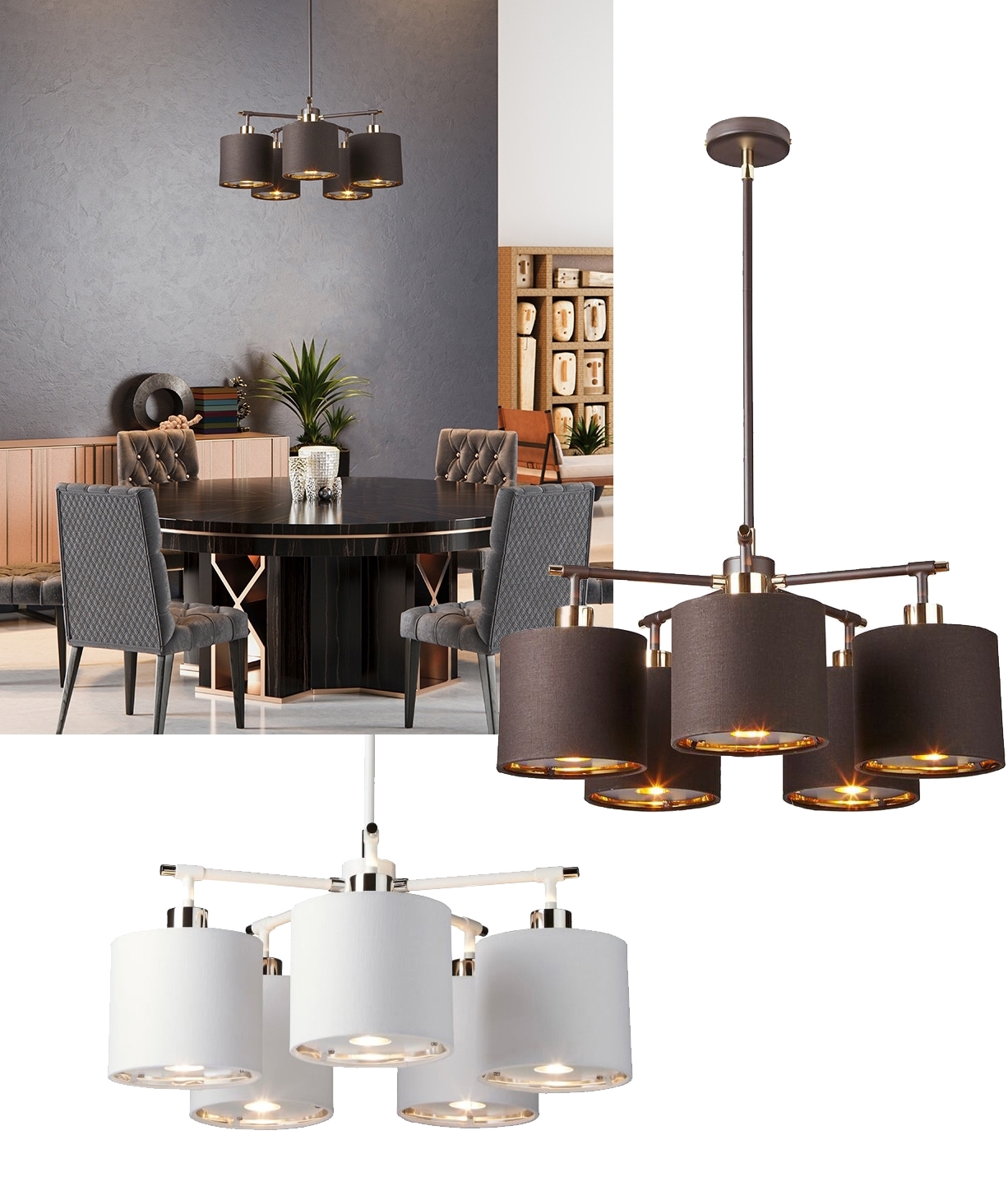 Modern 5 shop light chandelier