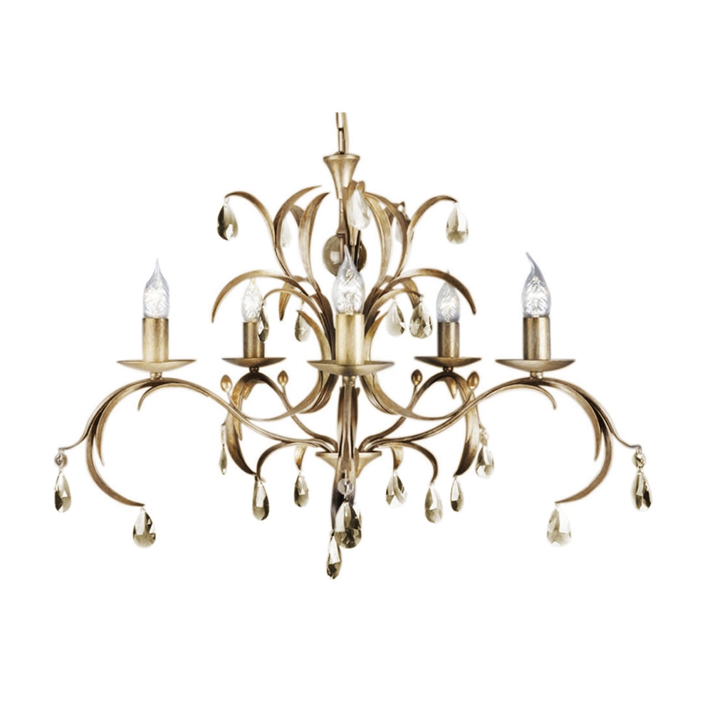 Chandelier in Bronze and Gold with Droplets