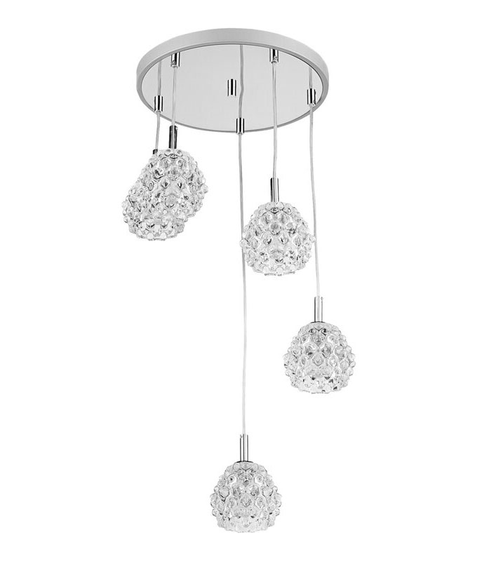 Pressed Glass Bobble Shaded 5 Light Spiral Pendant