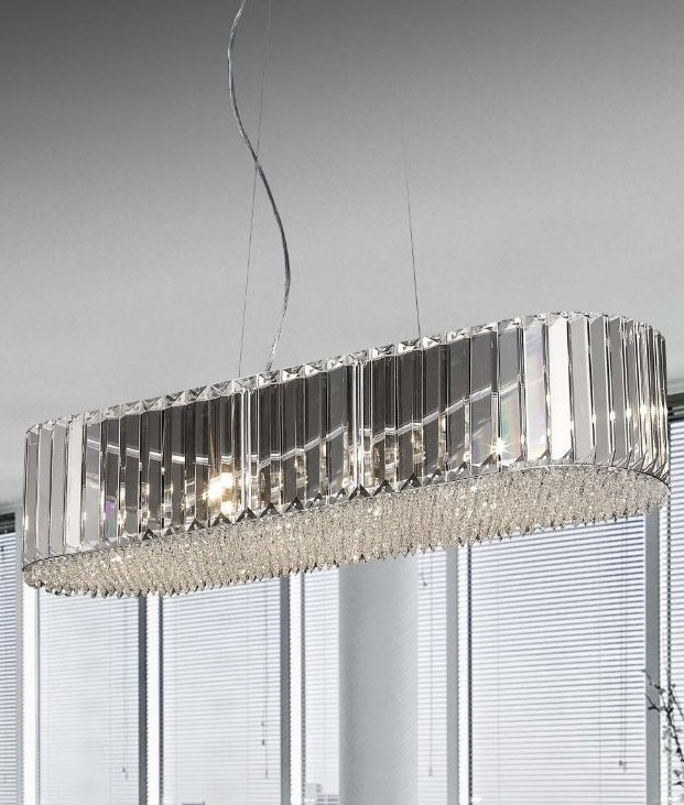 820mm Wide Crystal Chrome Suspended Pendant Light Tap To Expand