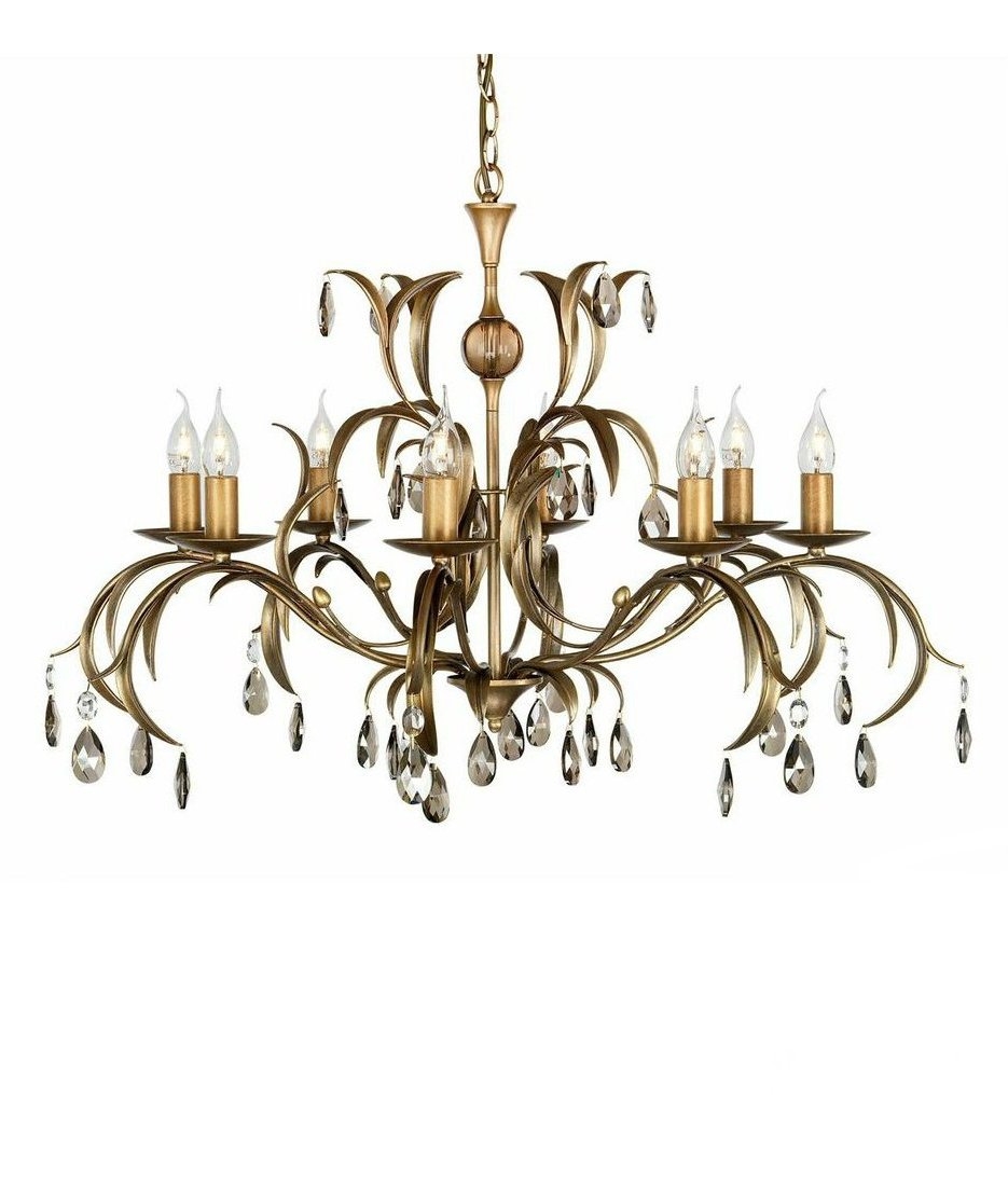 Chandelier in Bronze and Gold with Droplets