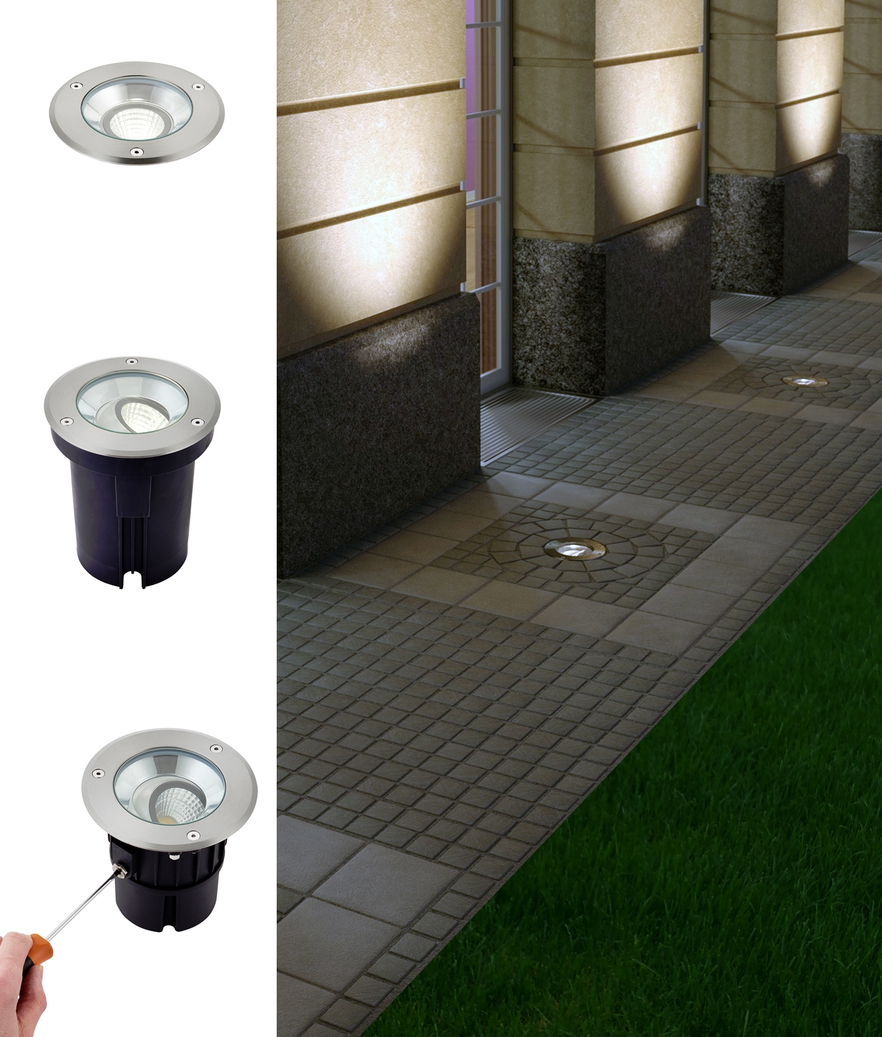 LED Recessed Ground Uplight - Larger Size For Facade Lighting