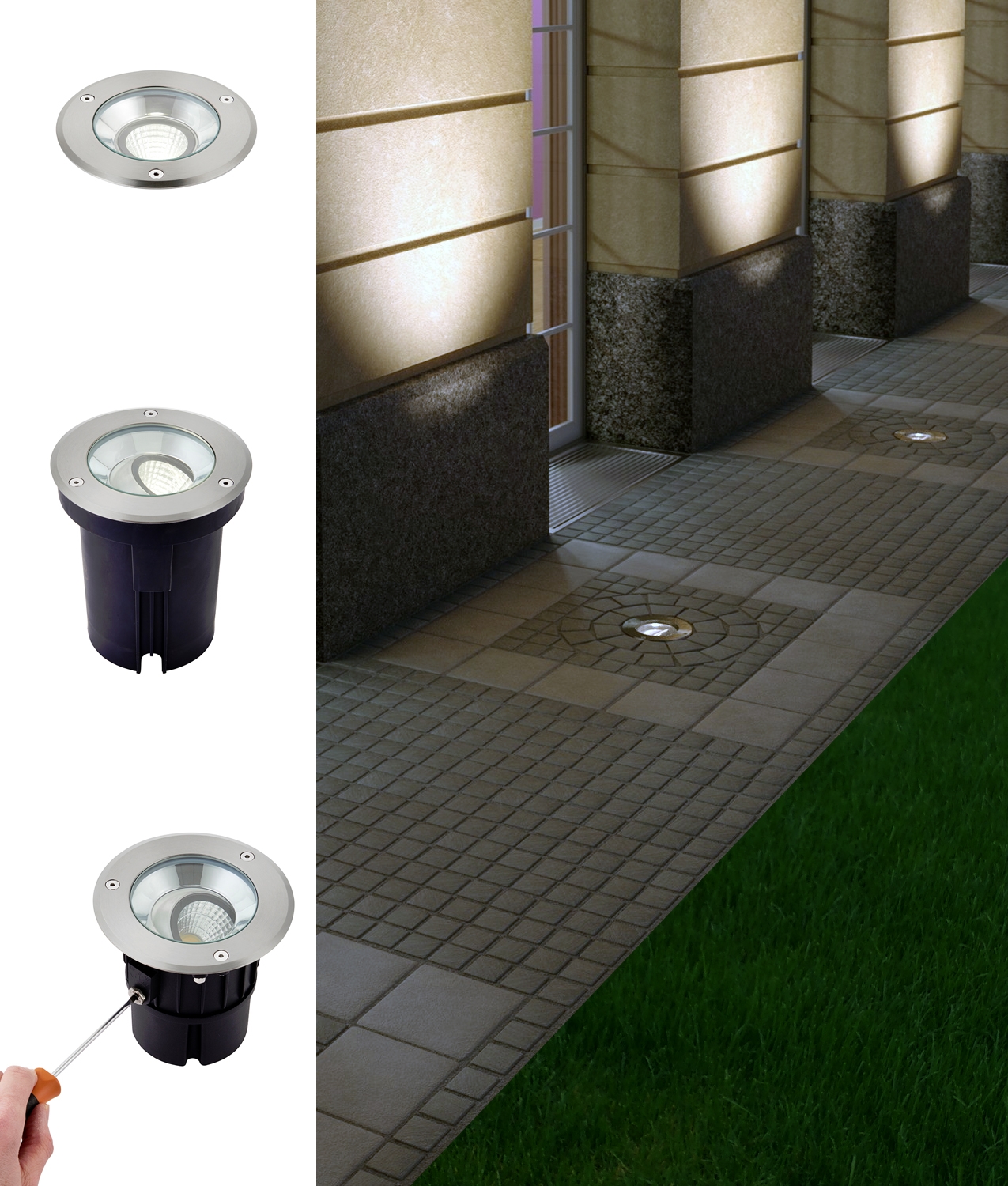 Adjustable LED Recessed Ground Uplight Larger Size For Facade Lighting