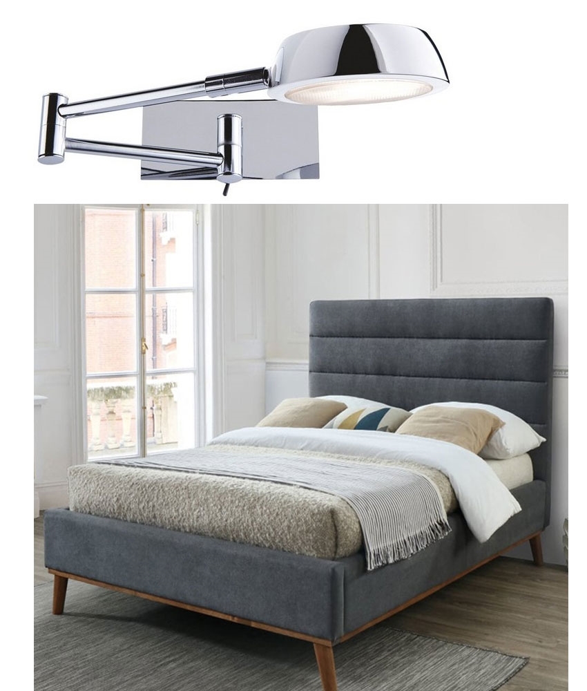 Extendable Bedside Reading Light Fold, King Size Headboard With Built In Reading Lights