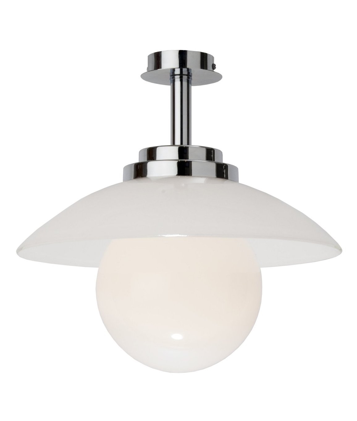 Art Deco Ceiling Light With White Glass