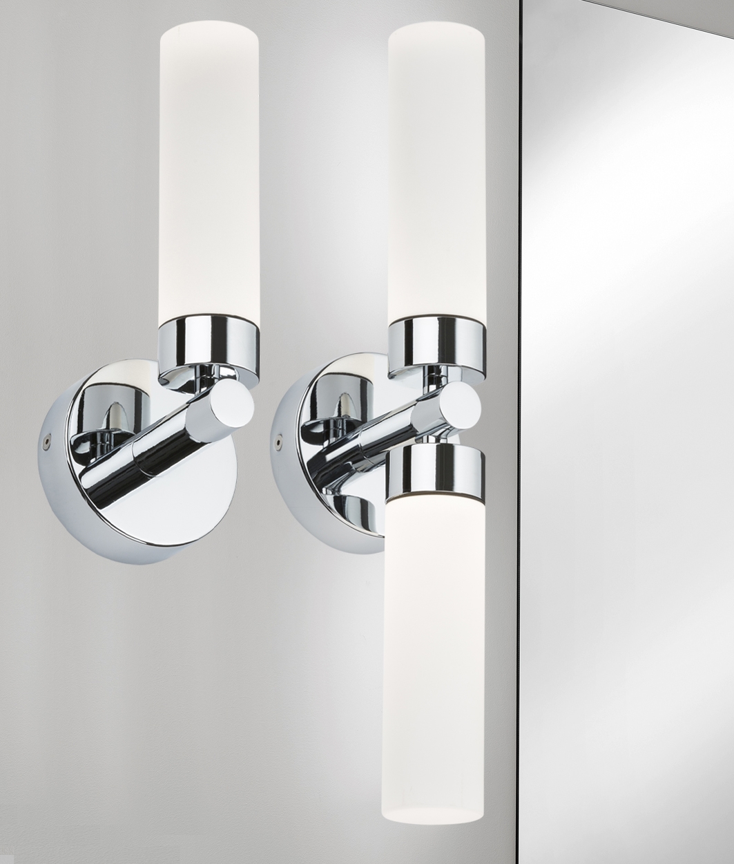 Bathroom Wall Light Tubular opal glass shade