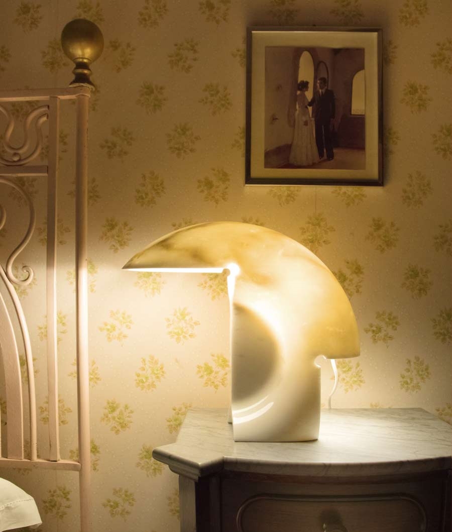 23+ small dining table designs, decorating ideas Biagio by Flos - The Exclusive Table Lamp Carved from a Single Block Of