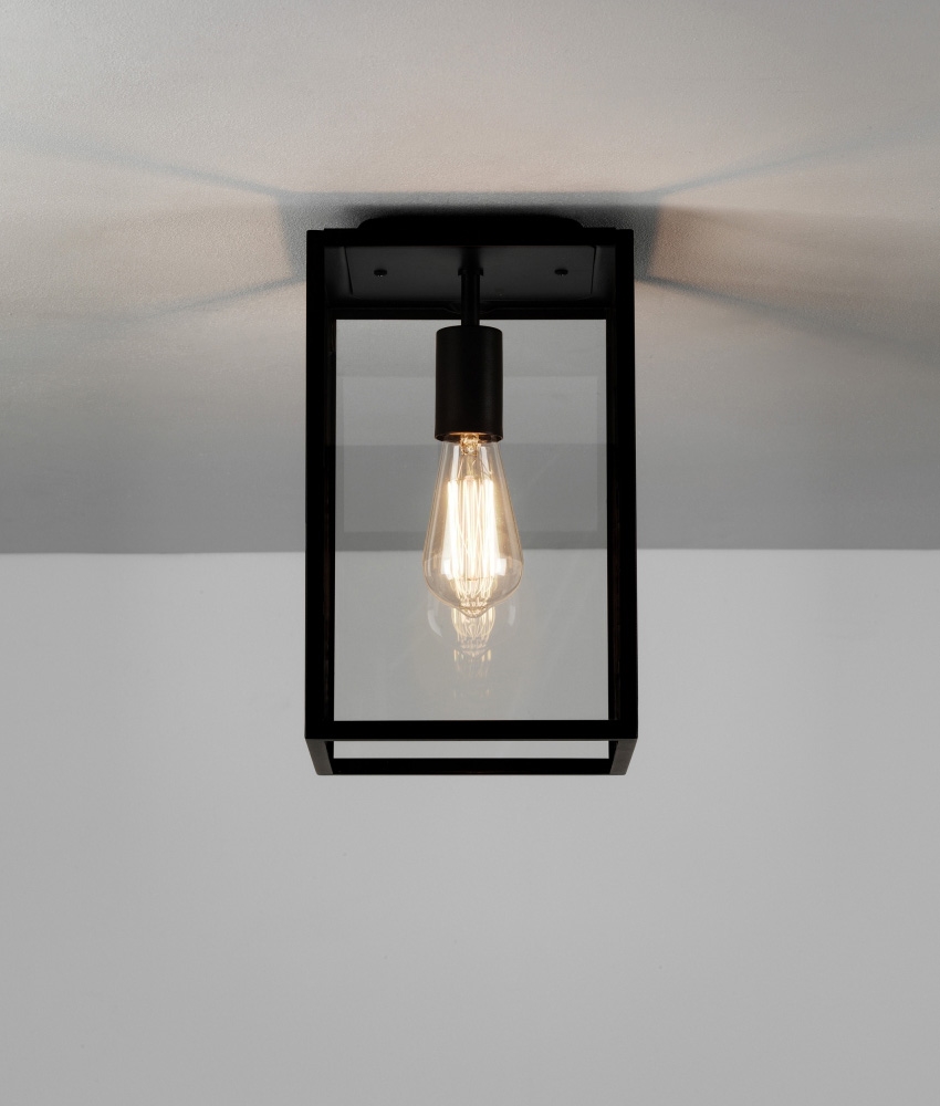 Ceiling Mounted Box Lantern In A Black Finish