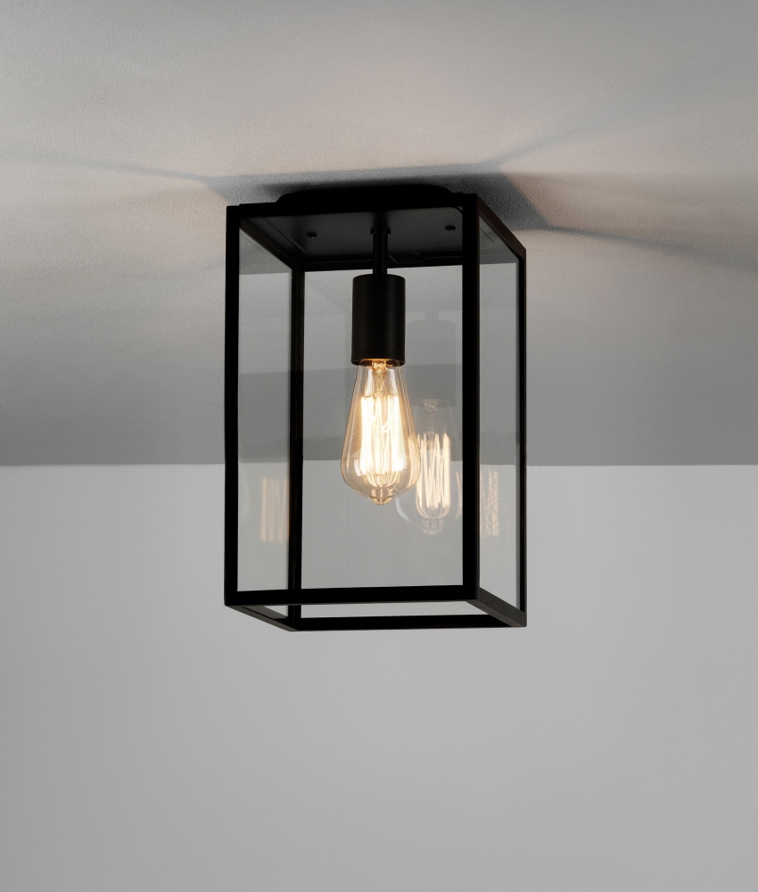 Black Exterior Ceiling Mounted Box Lantern