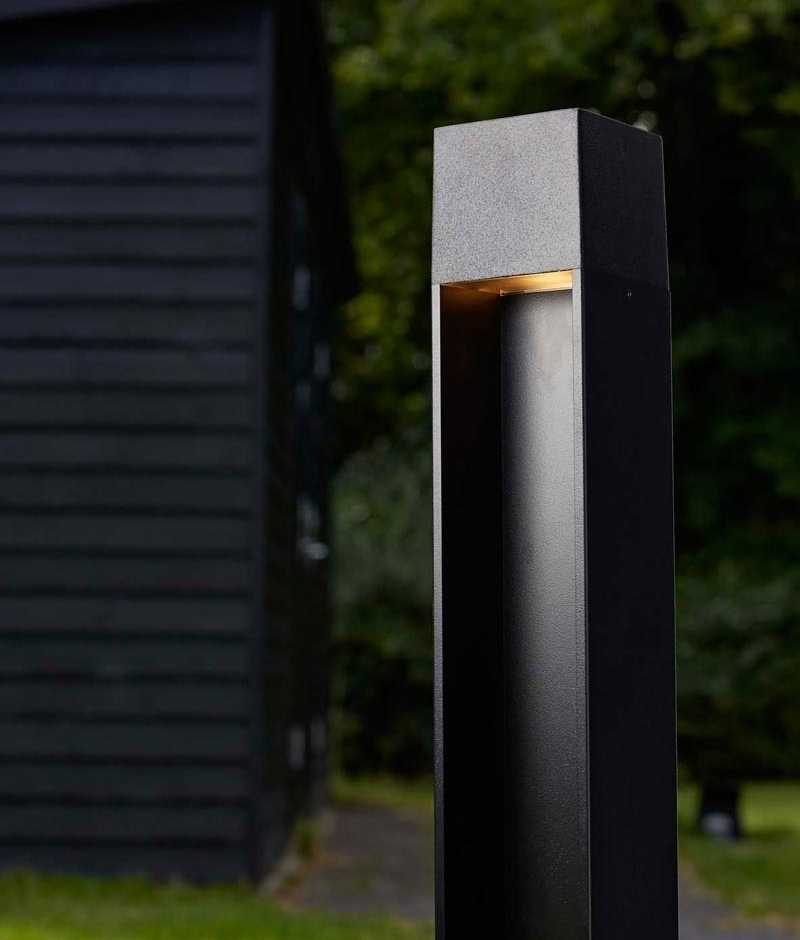 black rectangular downlighting exterior bollard light led bollard light