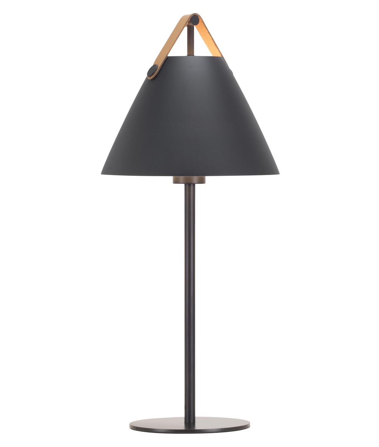 Contemporary Metal Table Lamp with 2 Leather Straps
