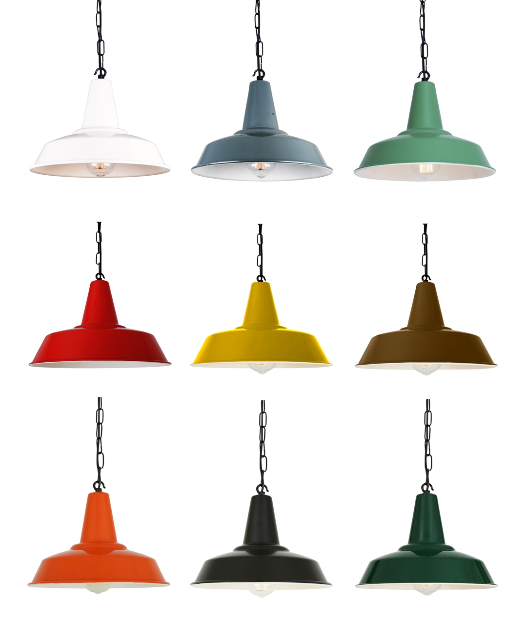 Industrial Style Chain Pendant In Ten Colours Industrial Style Chain Pendant In Ten, Metal Pendant Lamp Shades Uk