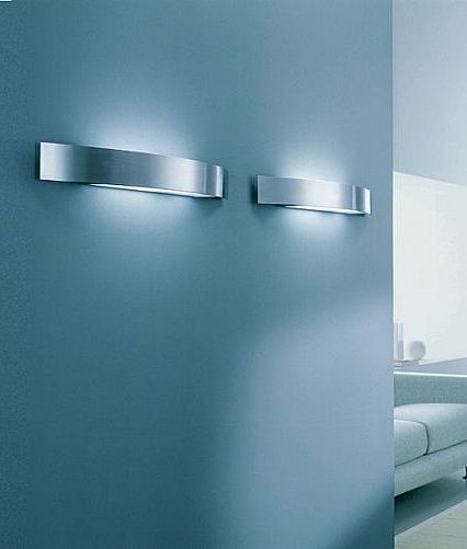 Modern Wall Light Brushed Steel Cfl