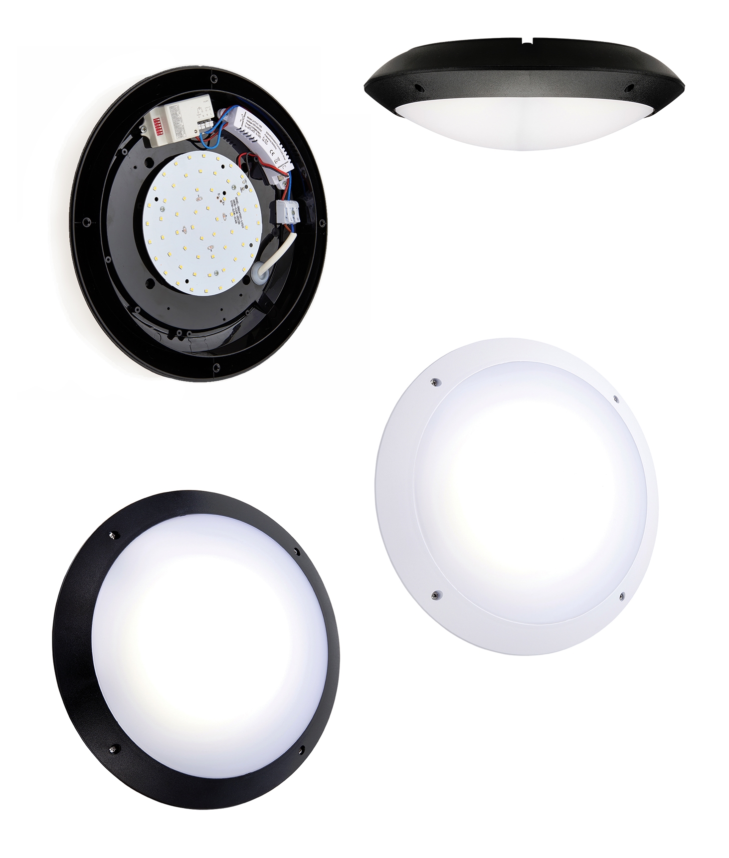 LED 2D Ceiling Wall Light Bulkhead 12 Watt Microwave Sensor IP65 CCT Switchable 