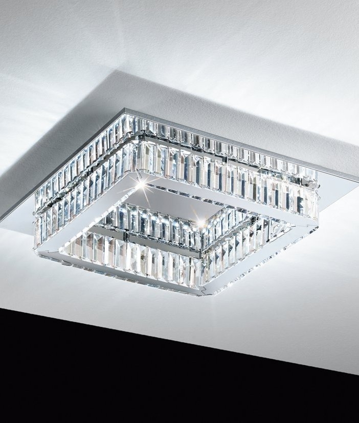 Flush Mounted Square Crystal Glass Led Light - Ultra Modern Semi Flush Ceiling Lights