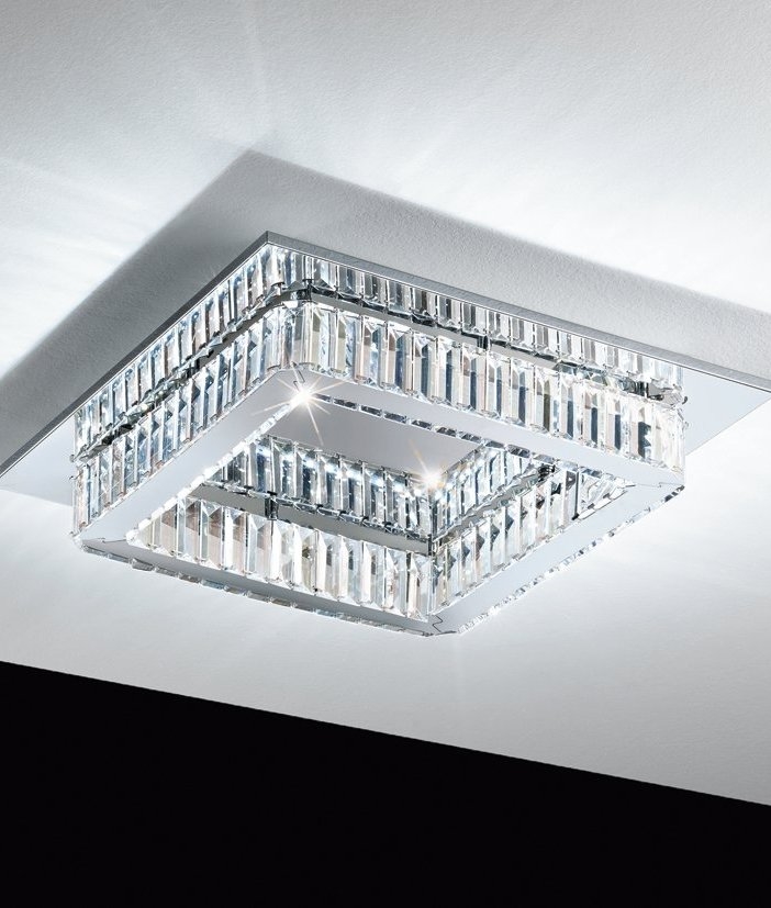 Flush Mounted Square Crystal Glass Led Light