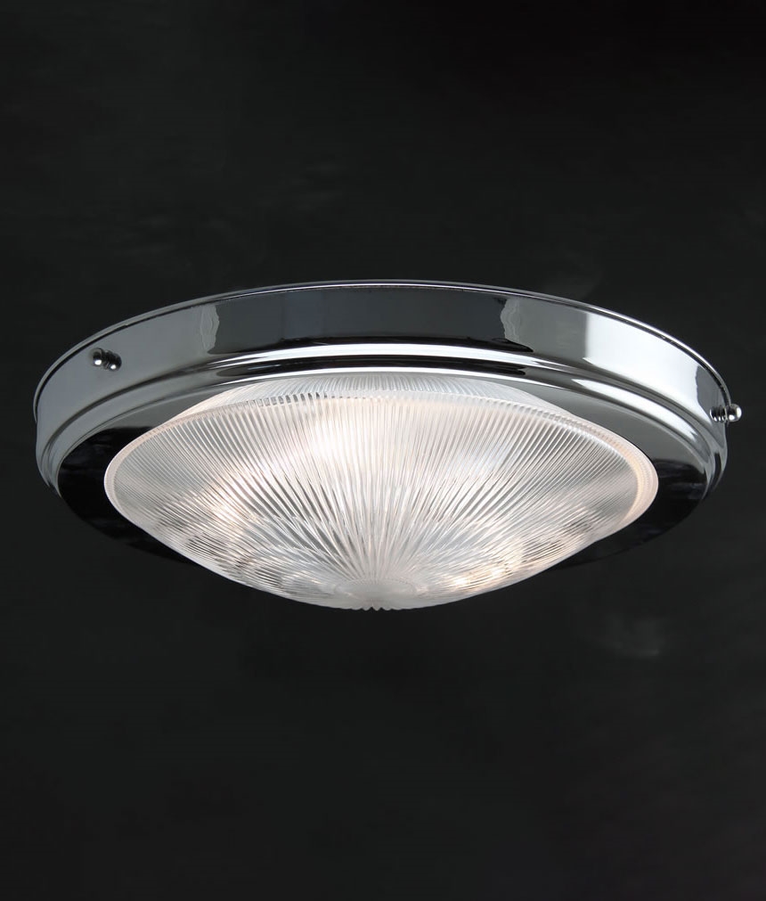 Art Deco Chrome Flush Ceiling Light