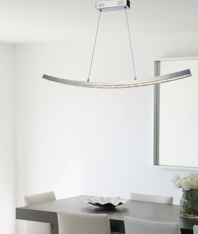Chrome Curved LED Wave Pendant