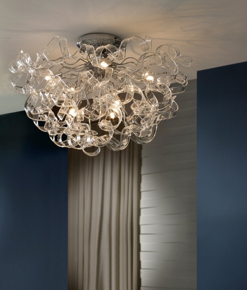 Crystal Spiralled Led Semi Flush Light