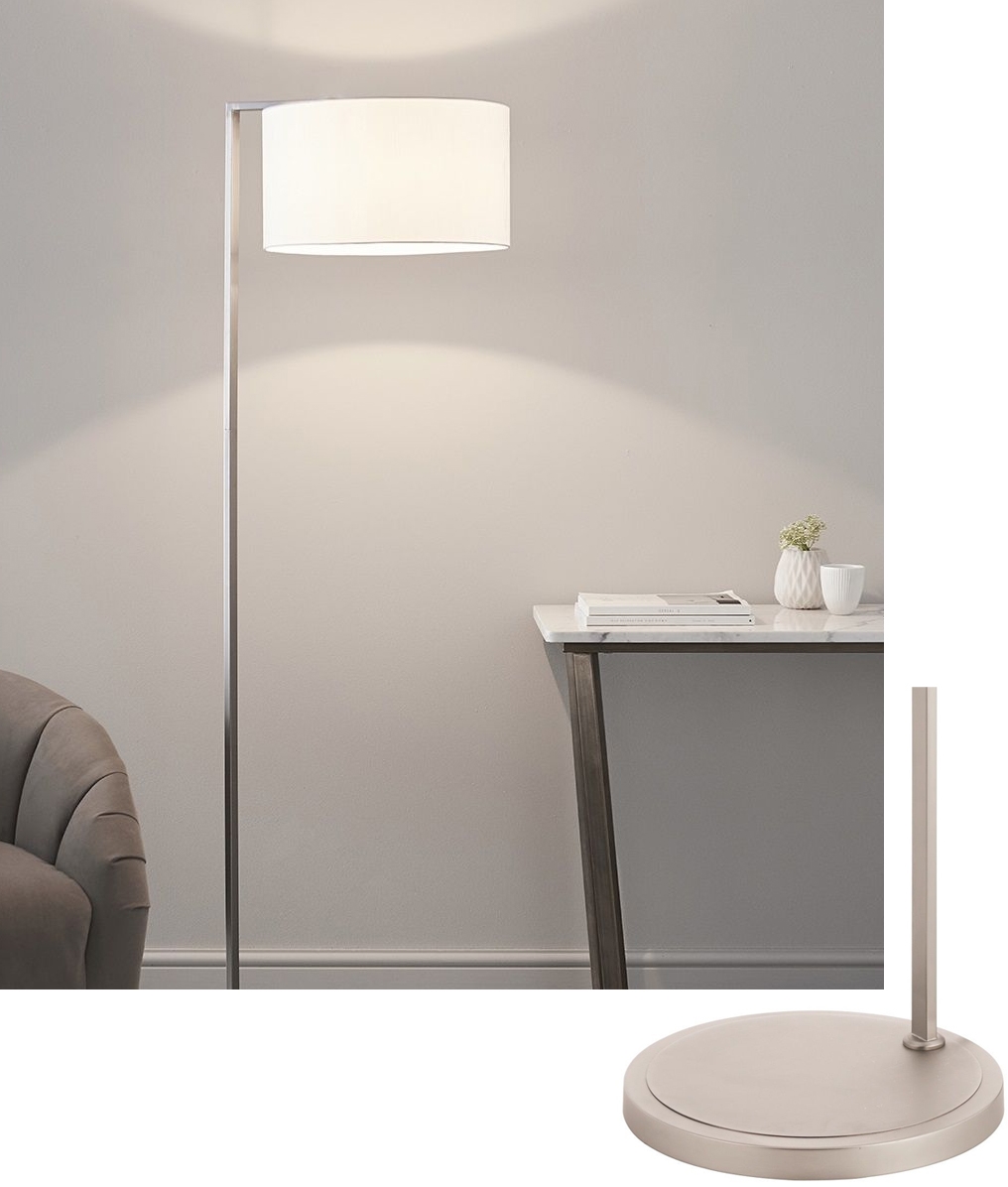 Matt Nickel Contemporary Floor Lamp, Contemporary Lamp Shades For Floor Lamps