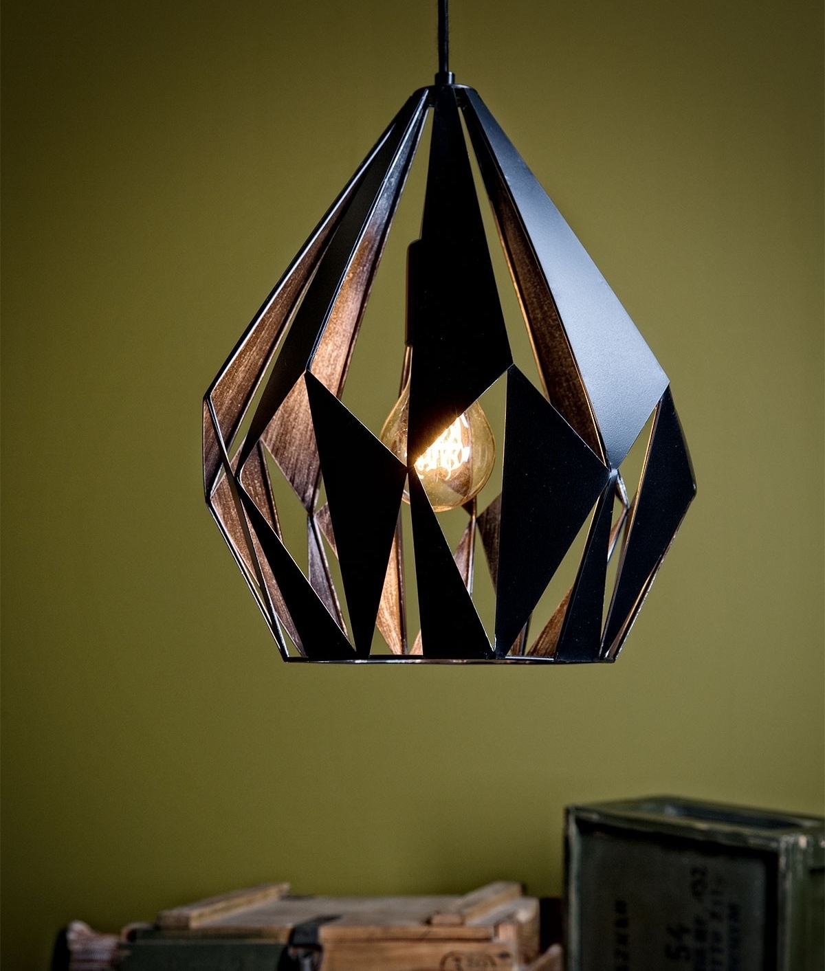 Black Laser Cut Pendant in Retro Style - 4 Finishes Available