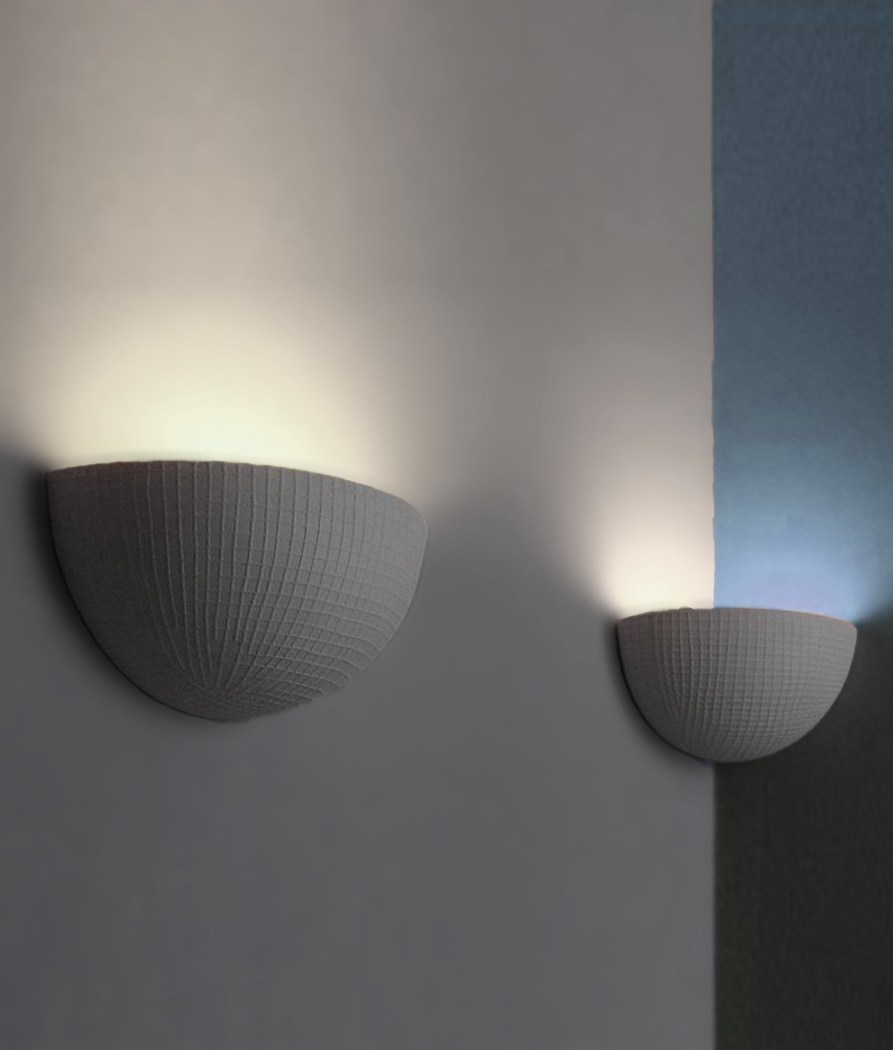 Ceramic Corner Uplighter with Grid Effect Pattern