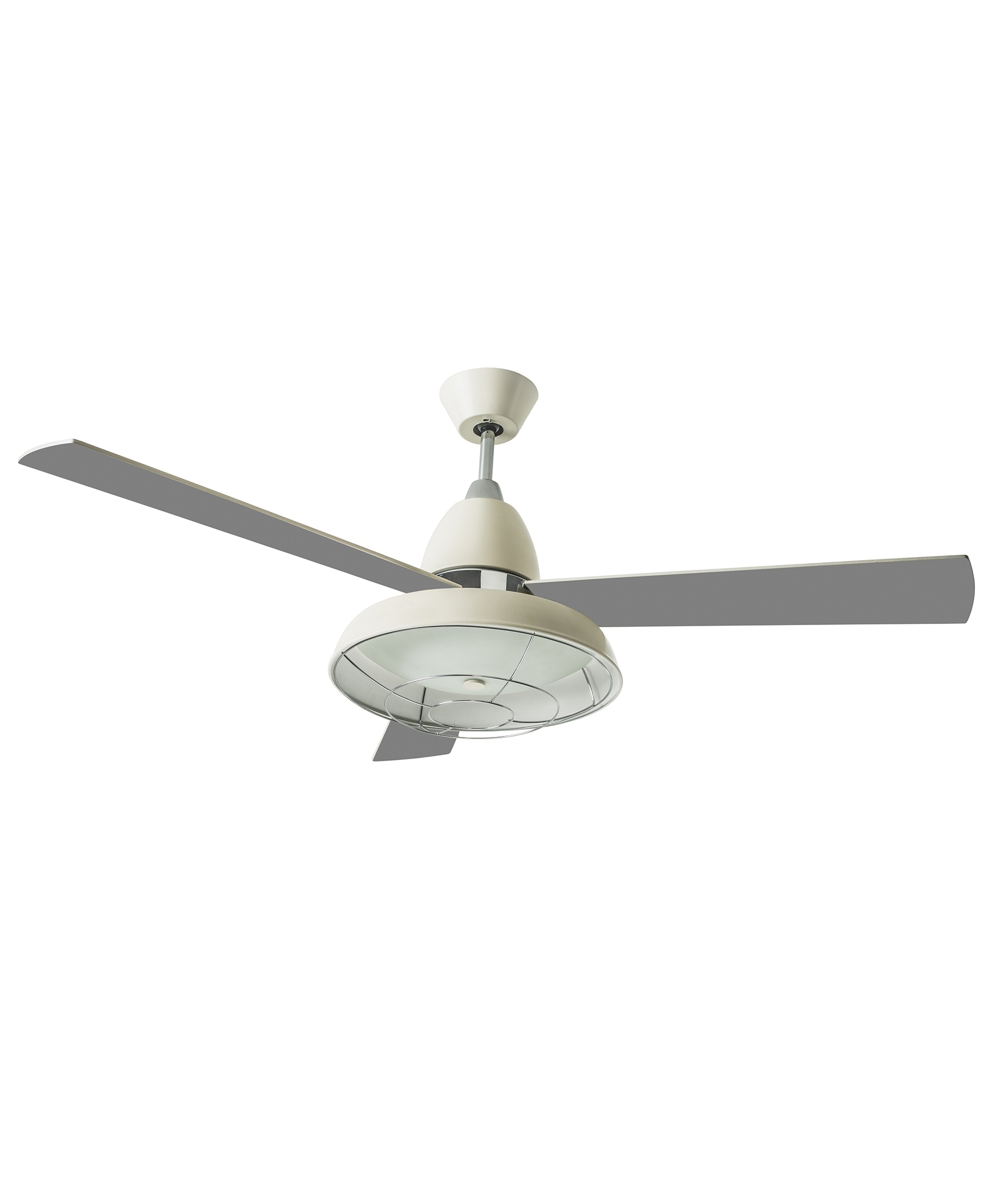 Retro Ceiling Fan with Caged Light in two finishes and ...