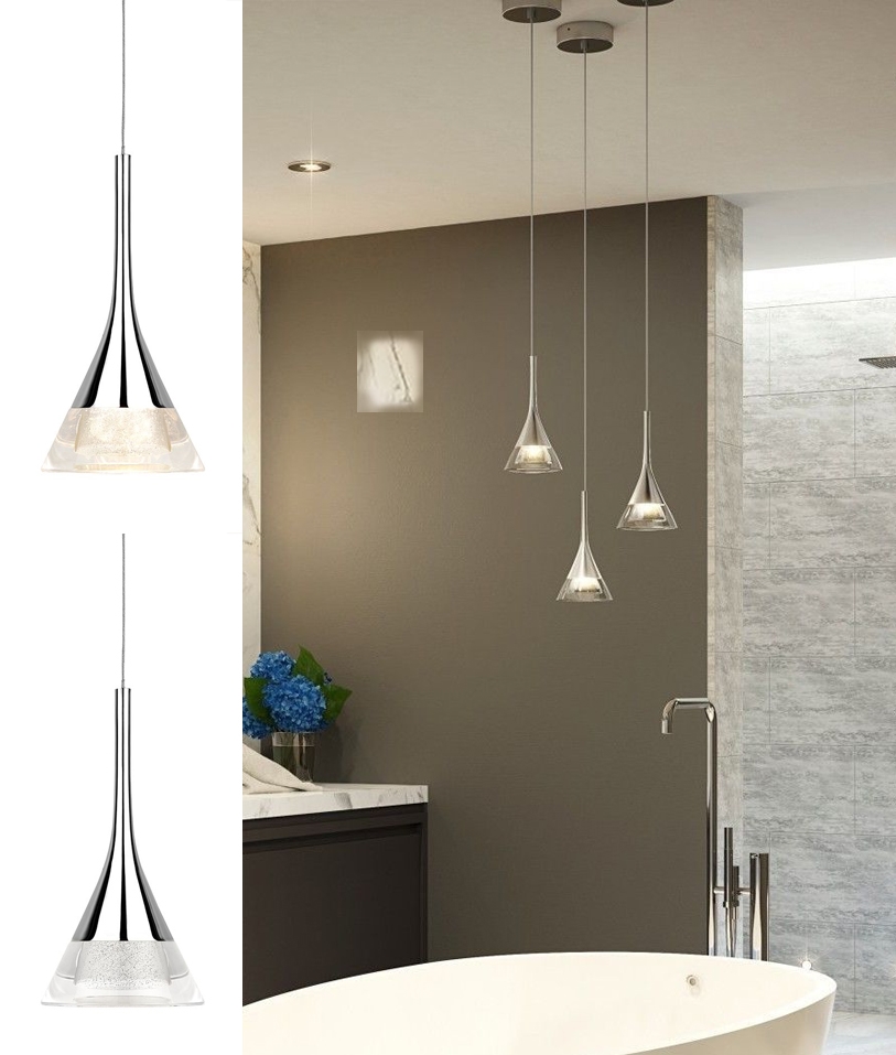 Crystal Glass Led Light Pendant Ip44, Bathroom Ceiling Pendant Lights Uk