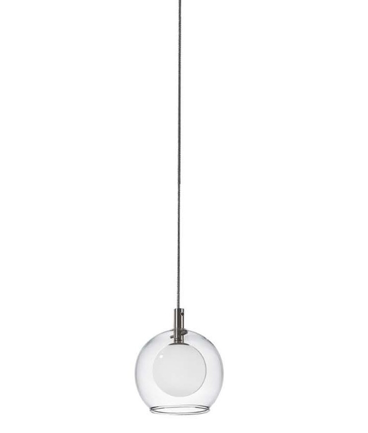 Double Ball Hanging Light Pendant Opal Inside Clear Glass Round Pendant With Inner Glass Detail