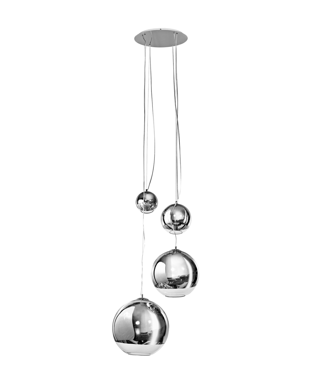 Silver Glass Ball Hanging Pendant 4 Lights
