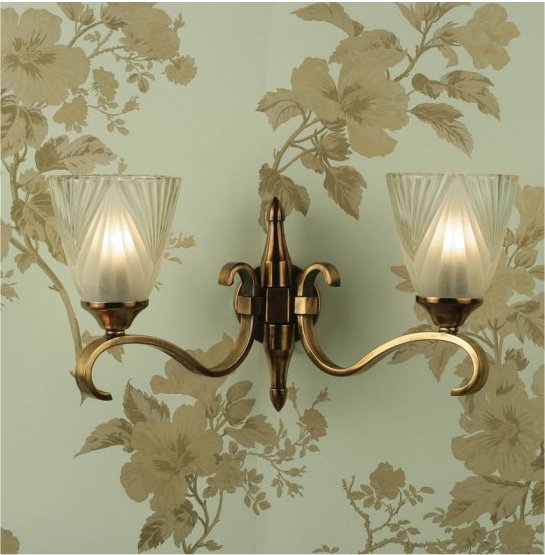 etched glass art deco wall light single or double single led light battery operated
