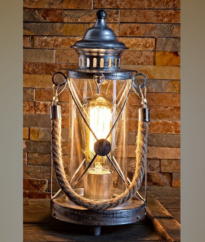 Table Lantern with Rope Handle in Fisherman's Stle