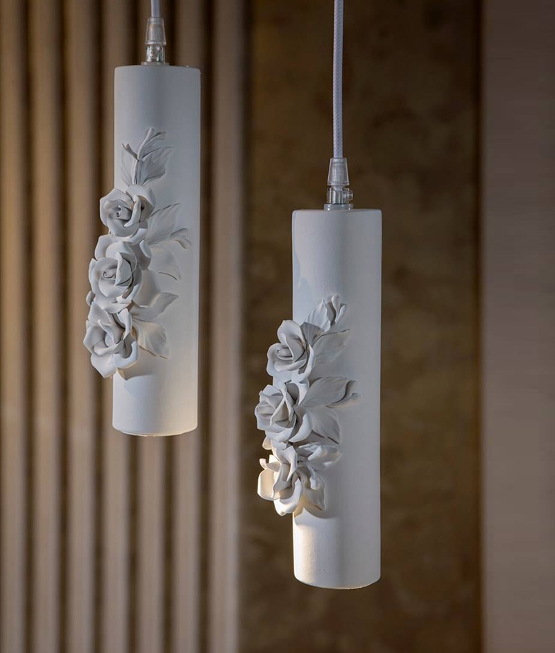 Ceramic flower store pendant light