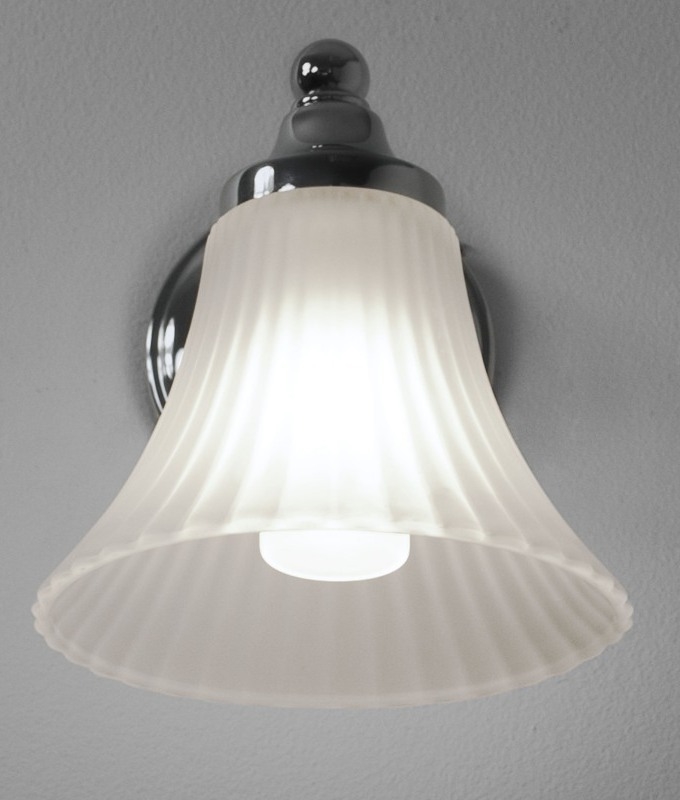 Glass Bathroom Wall Light with Fluted Acid Etched Shade