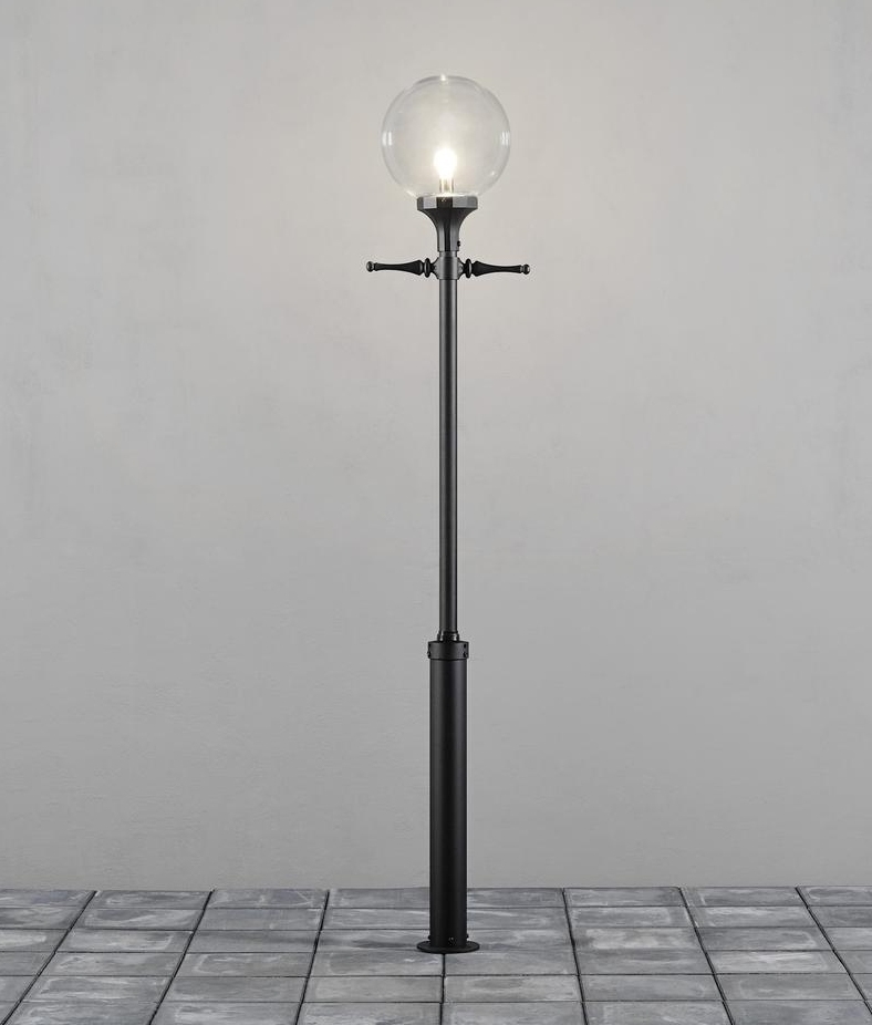 Clear Glass Globe Shade Outdoor Lamp Post Clear Glass Globe Shade Outdoor Lamp Post, Round Globe Lamp Post Lights