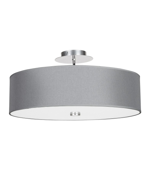 Fabric Shaded Modern Semi Flush Light With Glass Diffuser 3 Finishes